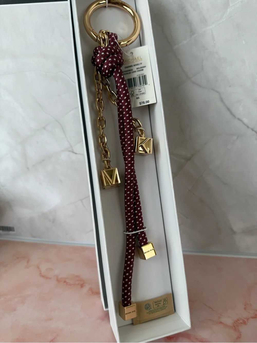 Michael Kors | Burgundy & White Rope Bag Charm/Key Chain